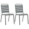VidaXL Tuinstoelen Stapelbaar 2 St Staal Grijs -VIDAXL Verkoop 1000006325