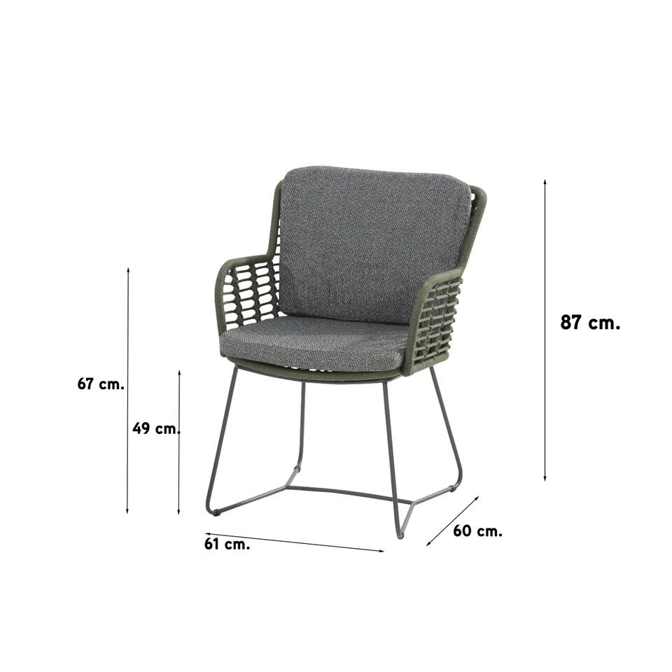 4-Seasons Fabrice Tuinstoel - Groen (1 St.) 4 4-Seasons Fabrice Tuinstoel - Groen (1 St.) - Afbeelding 2