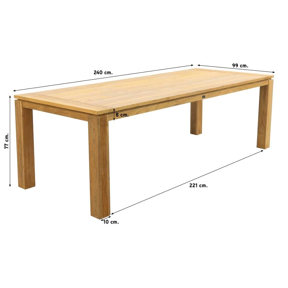 Allure VDG Rome Teak Tuintafel 240 X 100 Cm. - Natural Brown 4 Allure VDG Rome Teak Tuintafel 240 X 100 Cm. - Natural Brown - Afbeelding 2