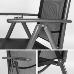 Tectake - Aluminium Tuinstoel / Tuin Stoel Antraciet - Zwart -VIDAXL Verkoop 1000078044 0103