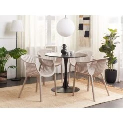 Beliani Eetkamerstoel NAPOLI - Beige Synthetisch Materiaal 8 Beliani Eetkamerstoel NAPOLI - Beige Synthetisch Materiaal -VIDAXL Verkoop 1000086371 0103