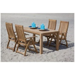 Exotan Verstelbare Tuinstoel Comfort - Teak - Naturel - 109x74x58 -VIDAXL Verkoop 1000088947 0102