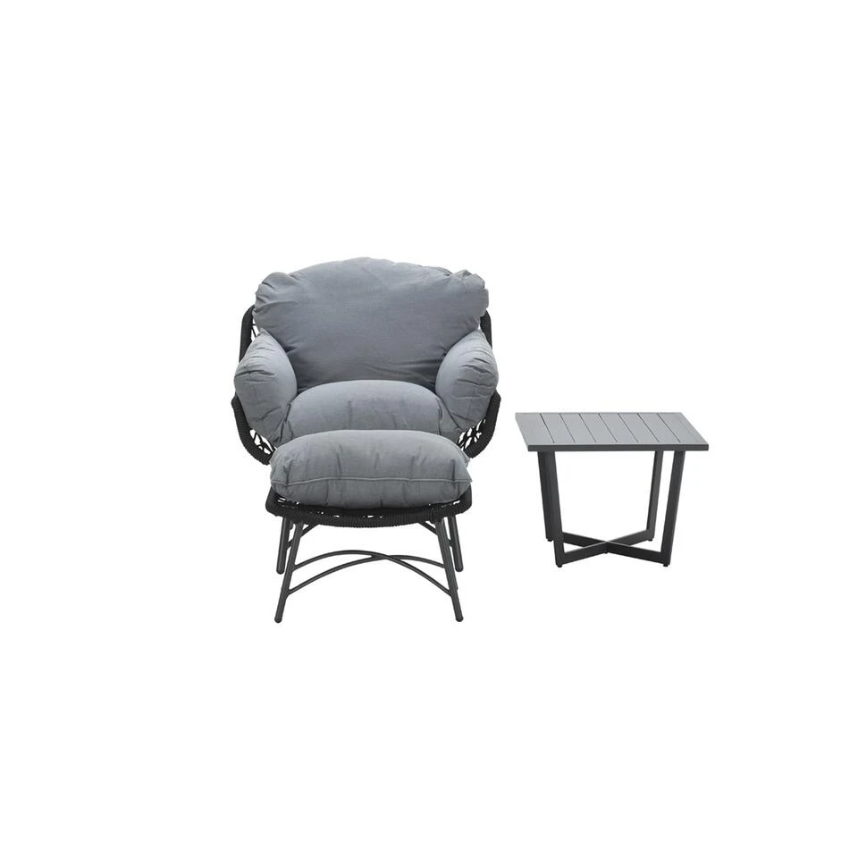 Garden Impressions Selene Loungestoel En Kent Bijzettafel - Zwart 3 Garden Impressions Selene Loungestoel En Kent Bijzettafel - Zwart