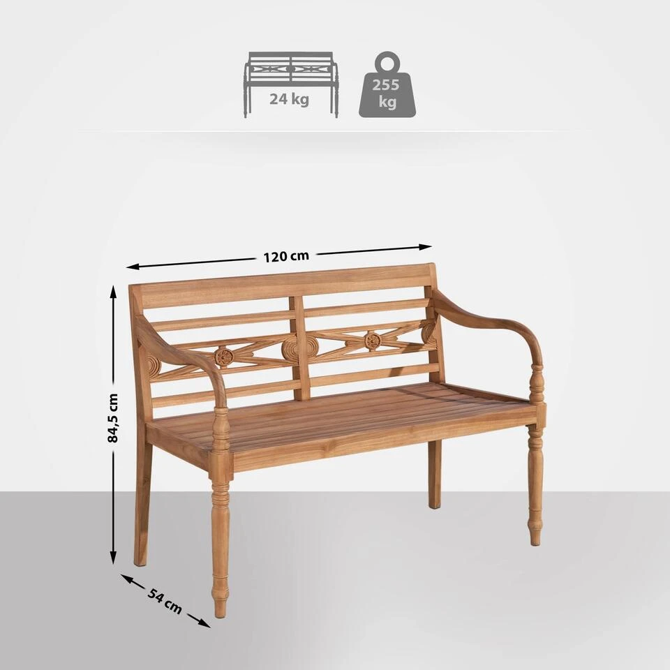 CLP Bank Maryland 120 Cm Teak 4 CLP Bank Maryland 120 Cm Teak - Afbeelding 2