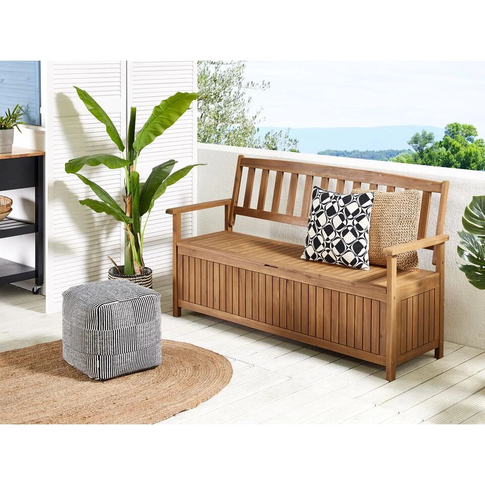 Beliani Tuinbank SOVANA - Lichte Houtkleur Acaciahout 4 Beliani Tuinbank SOVANA - Lichte Houtkleur Acaciahout - Afbeelding 2