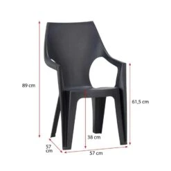Keter - Stapelstoel Dante Hoge Rug - Donkergrijs - 89x57x57 Cm -VIDAXL Verkoop 50100437 9601