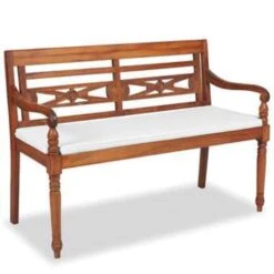 VidaXL Bank Batavia Met Kussens 120 Cm Teakhout -VIDAXL Verkoop 67a5841de433493dbe5714b411c334ad