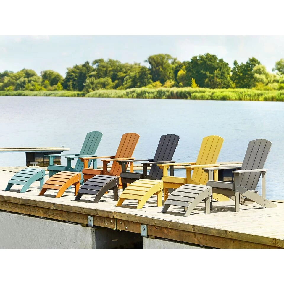 Beliani Tuinstoel ADIRONDACK - Lichte Houtkleur Kunsthout 4 Beliani Tuinstoel ADIRONDACK - Lichte Houtkleur Kunsthout - Afbeelding 2