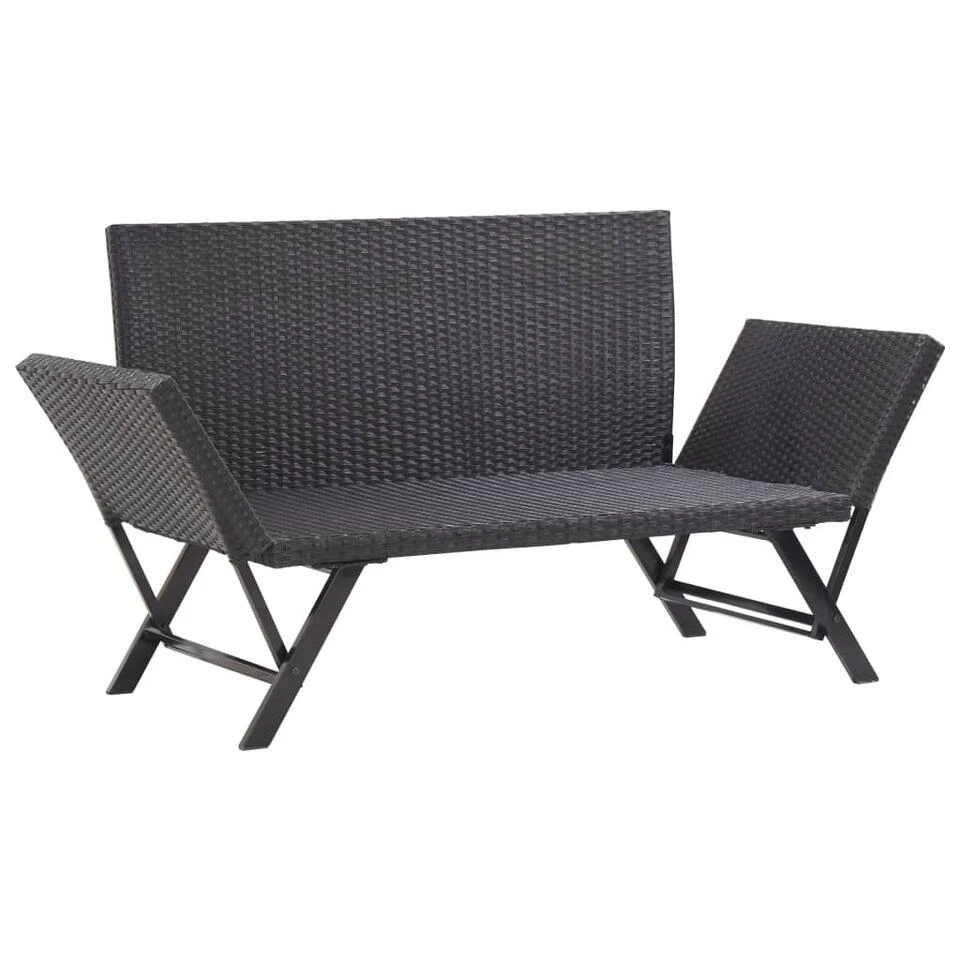 VidaXL Tuinbank Met Kussens 176 Cm Poly Rattan Zwart Overig 5 VidaXL Tuinbank Met Kussens 176 Cm Poly Rattan Zwart Overig - Afbeelding 3