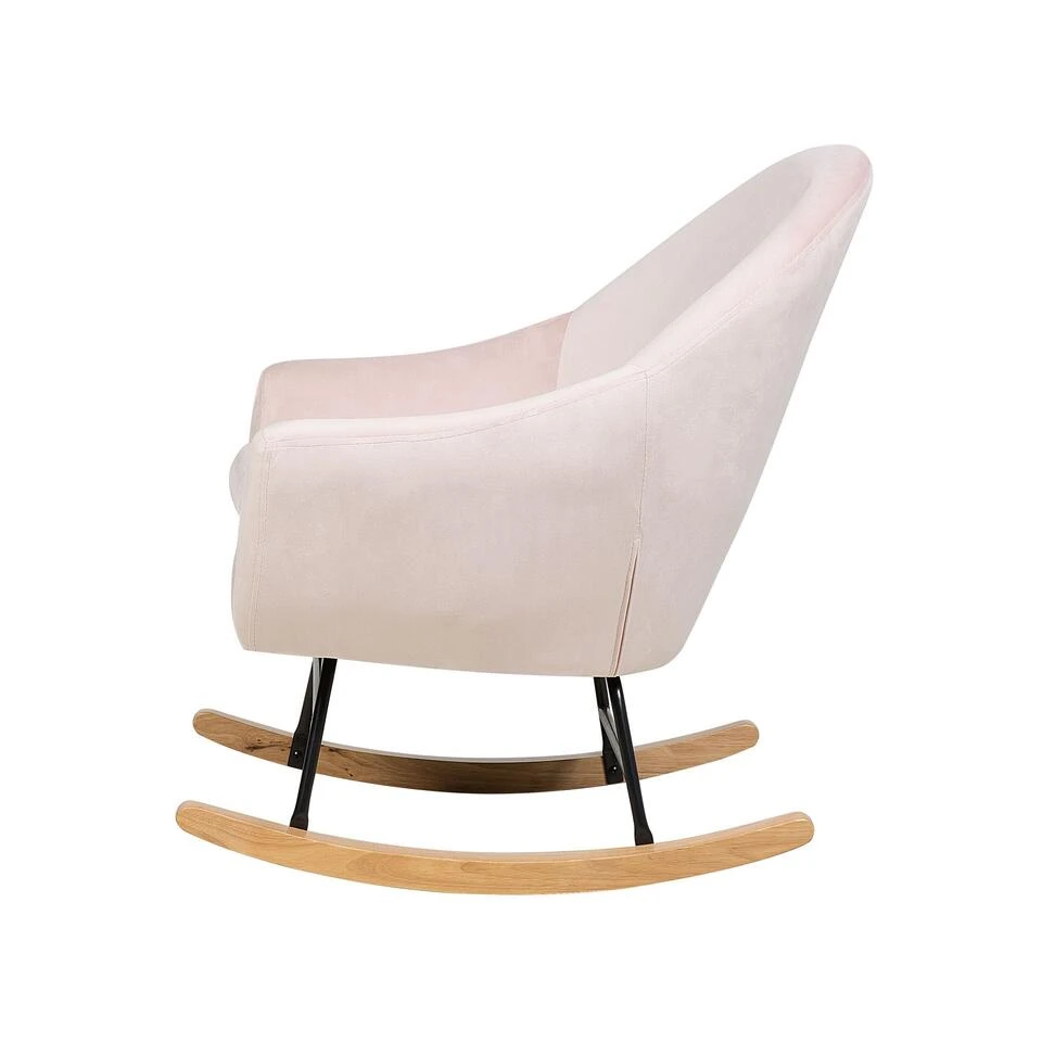 Beliani Schommelstoel OXIE - Roze Fluweel 6 Beliani Schommelstoel OXIE - Roze Fluweel - Afbeelding 4