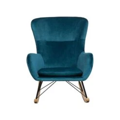 Beliani Schommelstoel ELLAN - Blauw Fluweel -VIDAXL Verkoop af000819e85548119cc015a01aa9732e