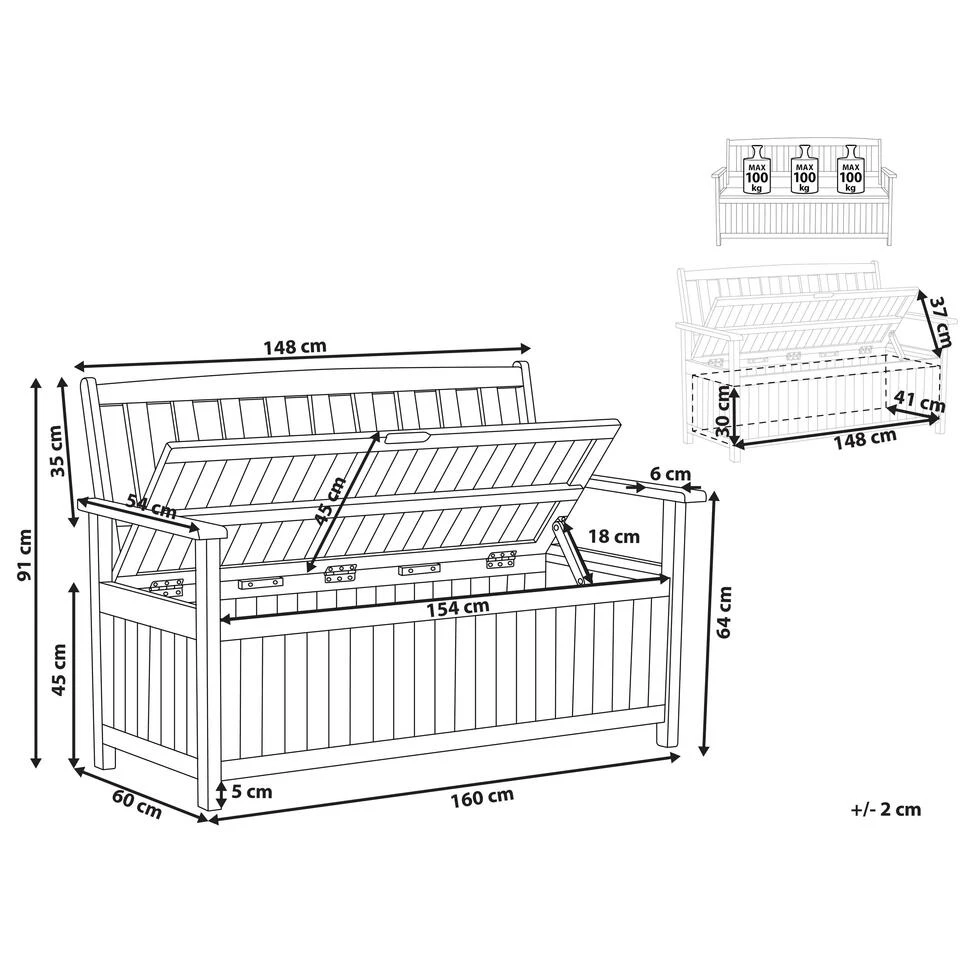 Beliani Tuinbank SOVANA - Lichte Houtkleur Acaciahout 5 Beliani Tuinbank SOVANA - Lichte Houtkleur Acaciahout - Afbeelding 3