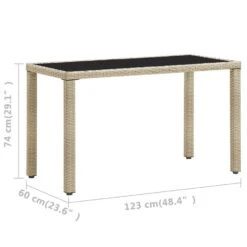 VidaXL Tuintafel 123x60x74 Cm Poly Rattan Beige -VIDAXL Verkoop df2e276b8a164390a99c28e0714bbc21